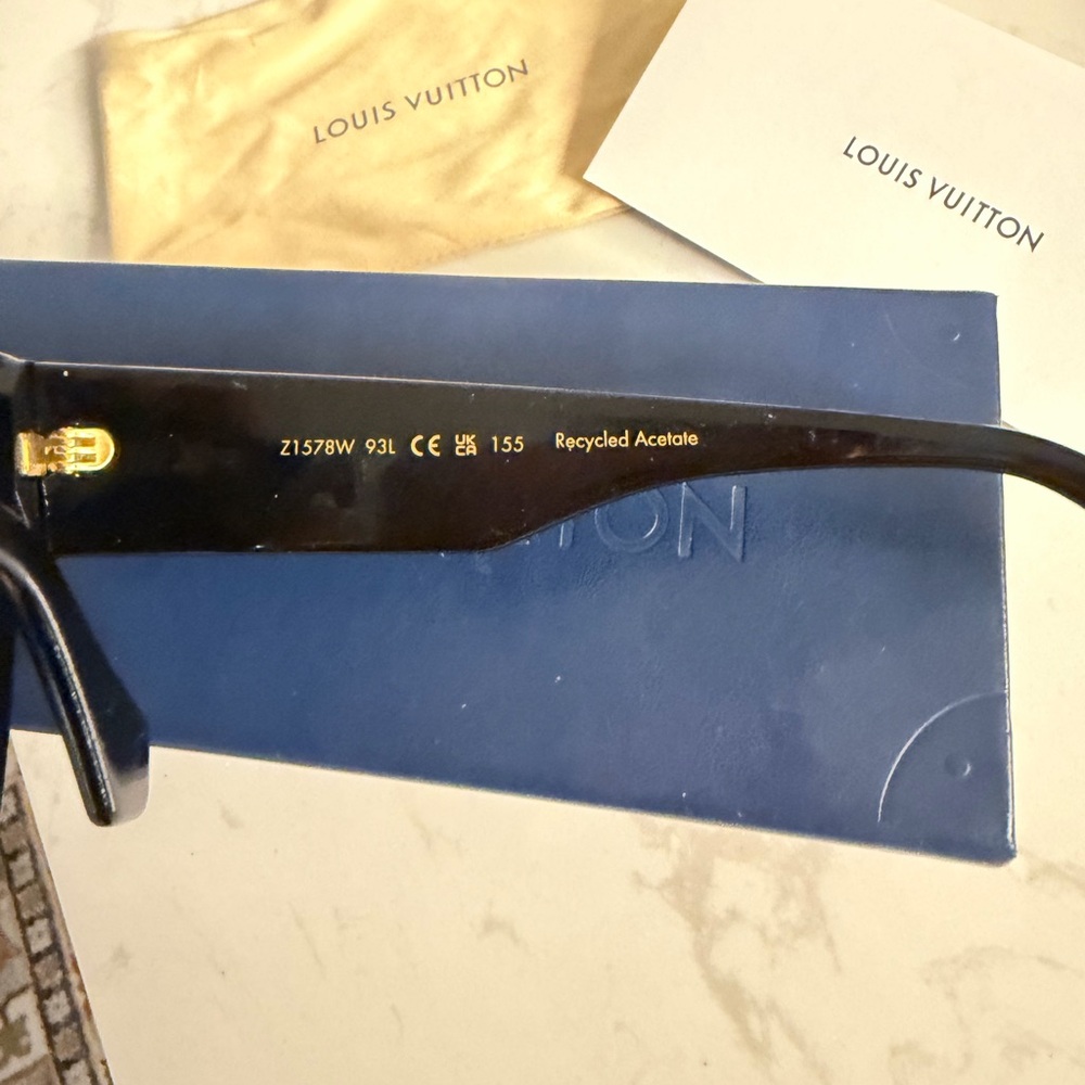 Louis Vuitton Black Shield Sunglasses with Gold Accents - Picture 9 of 13